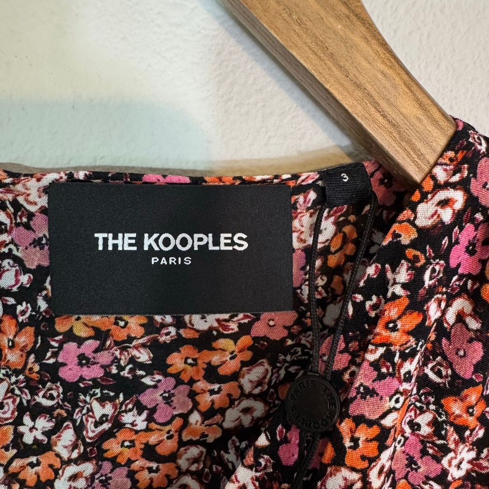 THE KOOPLES Puff Sleeve Cottagecore Floral Print Mini Dress Pink Size 1 (US 4) - Picture 7 of 9